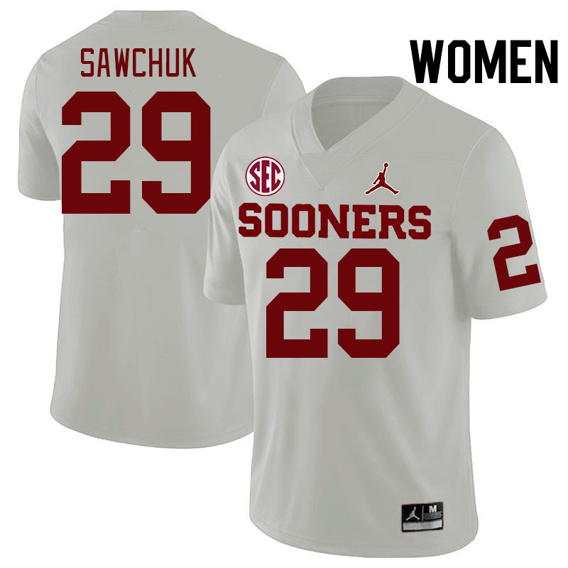 Women #29 Gabe Sawchuk Oklahoma Sooners 2024 SEC Conference College Football Jerseys-White